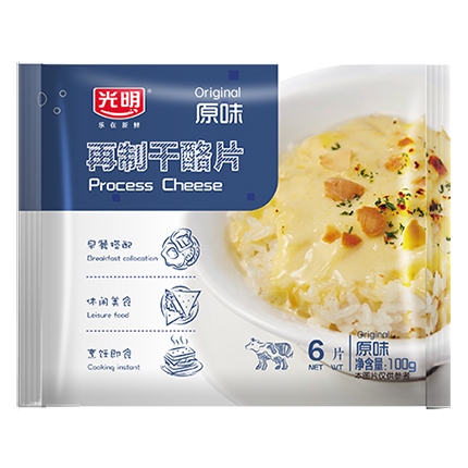 光明全脂奶酪原味100g片裝再制干酪